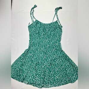 Green Floral Spaghetti Strap Dress